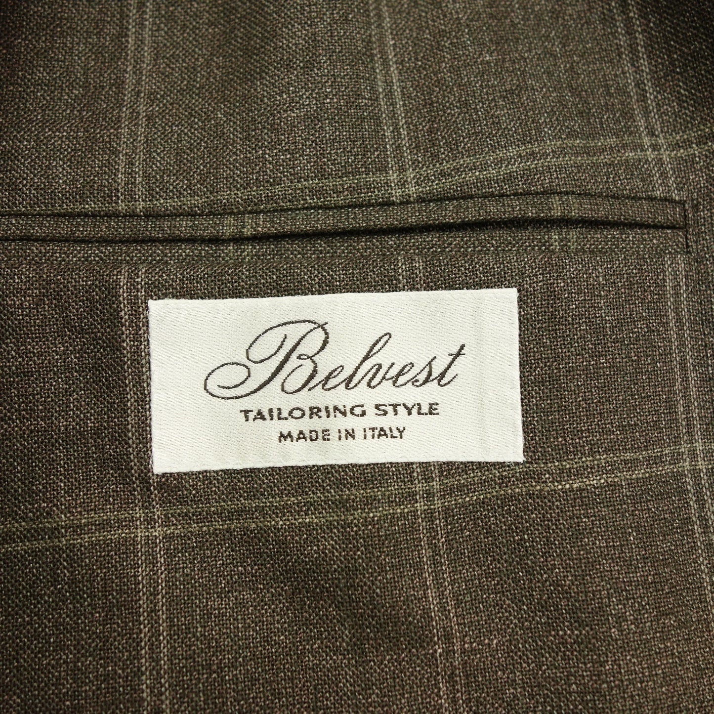 美品◆ベルベスト ジャケット 3B チェック ウール&リネン メンズ ブラウン サイズ48 Belvest【AFB45】