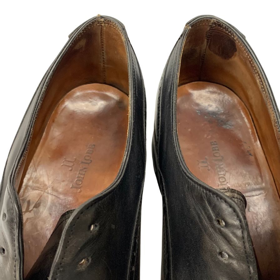 ジョンロブ レザーシューズ SEYMOUR パンチドキャップ メンズ ブラック サイズ8 JOHN LOBB 約26.5cm【AFC41】