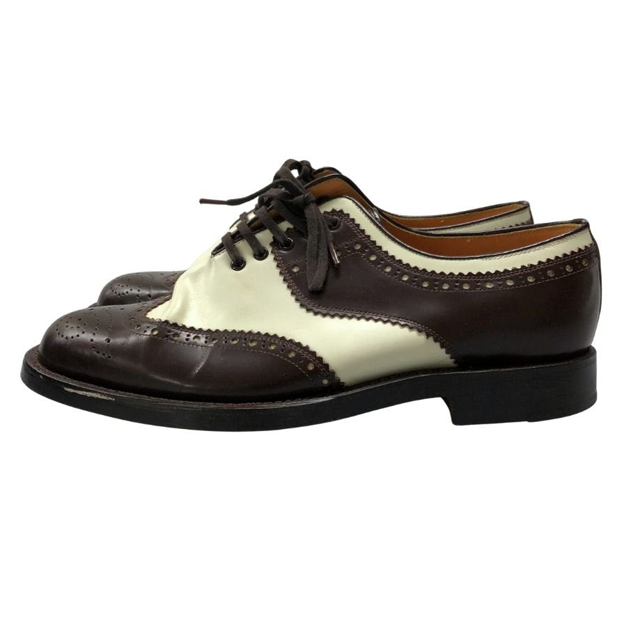 メンズビギ レザーシューズ サイズ25 ブラウン×ホワイト系 MEN’S BIGI 約25.0cm【AFD15】