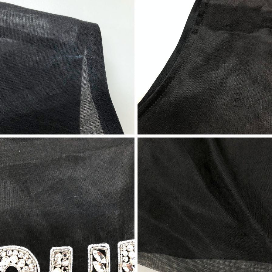 極美品◆ドルチェ&ガッバーナ 2018-2019AW コレクション トップス FASHION SINNER D&G リアル クリスタル ロゴ レディース サイズ44 ブラック DOLCE & GABBANA 【AFB45】