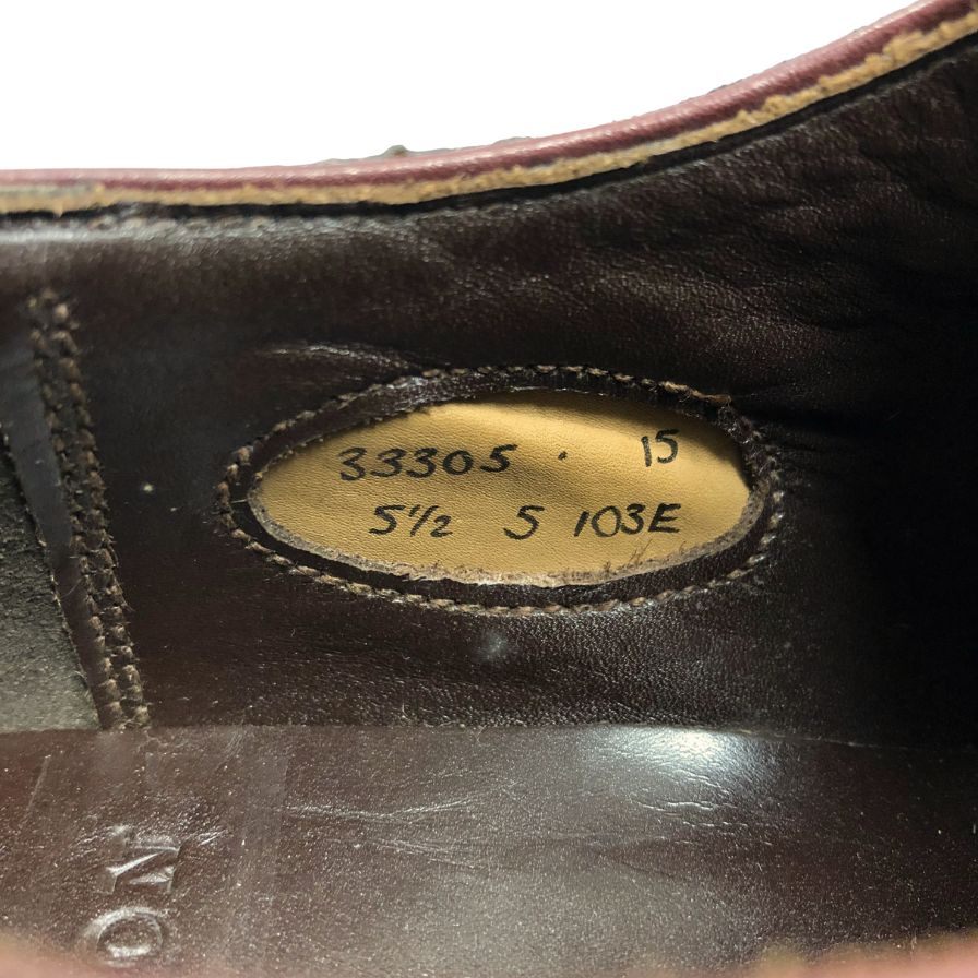 グレンソン レザーシューズ クォーターブローグ 内羽根 英国製 バーガンディ メンズ サイズ5.5E GRENSON ビジネスシューズ 約24.0cm【LA】【中古】