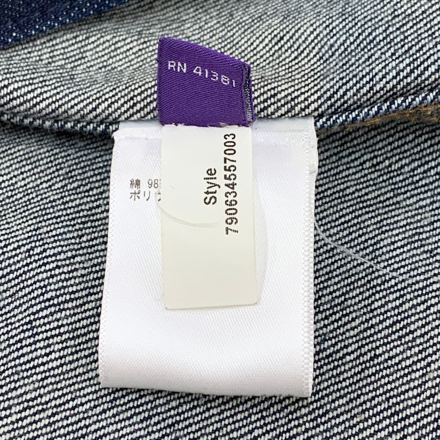 極美品◆ラルフローレン パープルレーベル デニムジャケット メンズ インディゴ サイズS RALPH LAUREN PURPLE LABEL 【AFB16】