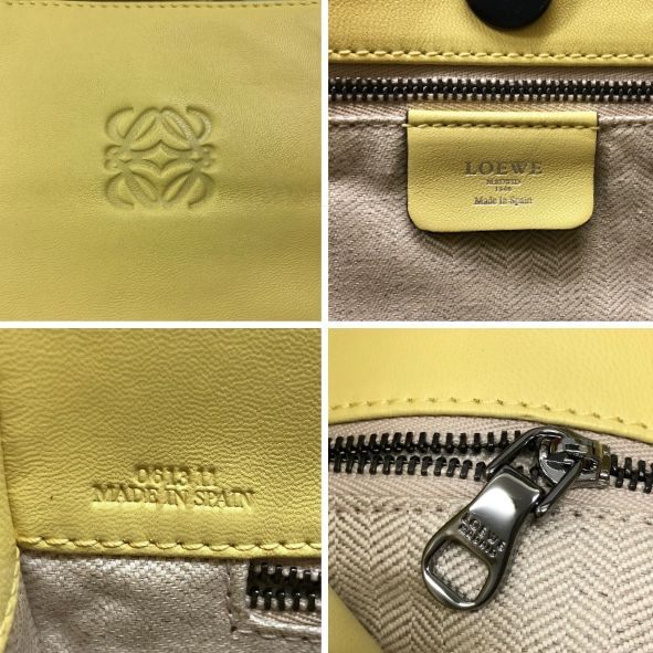 ロエベ トートバッグ アナグラム レザー イエロー レディース LOEWE【AFE12】
