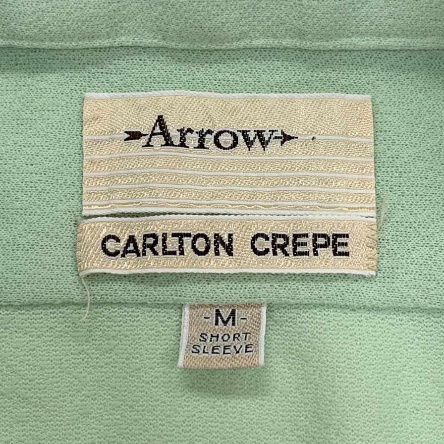 美品◆アロー 開襟シャツ グリーン メンズ サイズM ARROW 【AFB32】