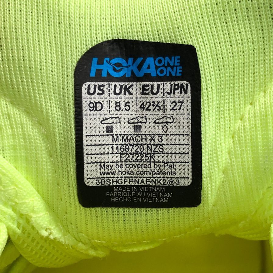 ホカオネオネ ランニングシューズ マッハ X3 イエロー メンズ 27㎝ HOKA ONE ONE【AFC1】【中古】