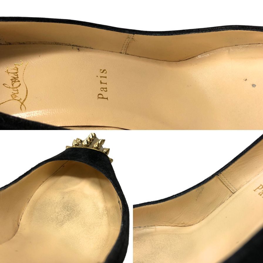 クリスチャンルブタン パンプス ハイヒール スエード スパイクスタッズ ブラック レディース サイズ23.5 Christian Louboutin 約23.5cm【AFC44】