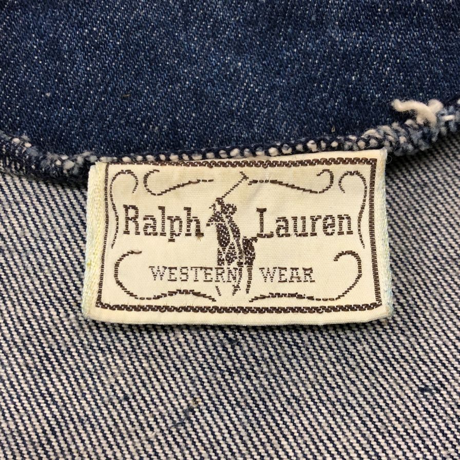 美品◆ラルフローレン 80S ウエスタンタグ デニムベスト ブルー メンズ サイズM RALPH LAUREN 【AFB31】