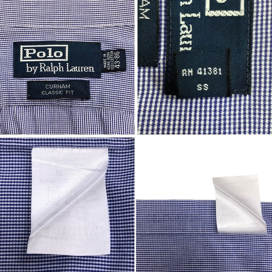 美品◆ポロラルフローレン ボタンダウンシャツ オールド ギンガムチェック メンズ ブルー系 サイズM POLO RALPH LAUREN 【AFB42】