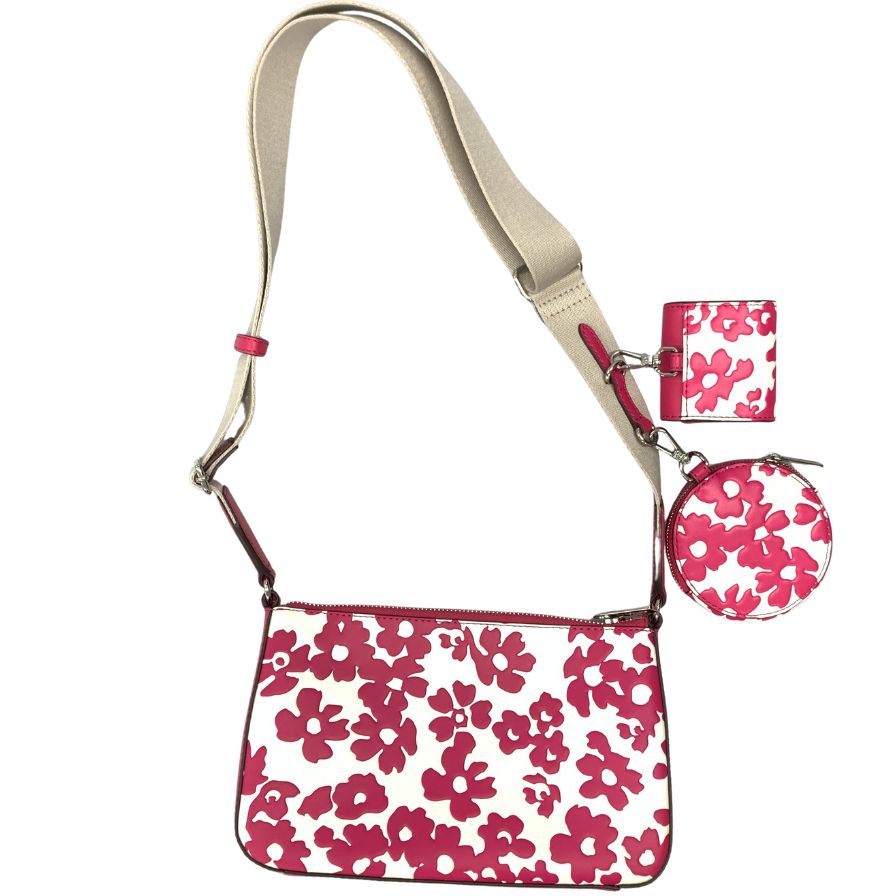 マイケルコース ショルダーバッグ クロスボディ レザー 総柄 シークイン フローラルプリント ピンク MICHAEL KORS JET SET TRAVEL【AFE9】