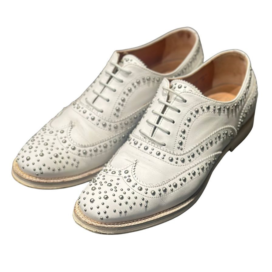 チャーチ レザーシューズ BURWOOD MET 2 スタッズ ウィングチップ レディース ホワイトサイズ37 church's ビジネスシューズ 約23.5cm【LA】【中古】