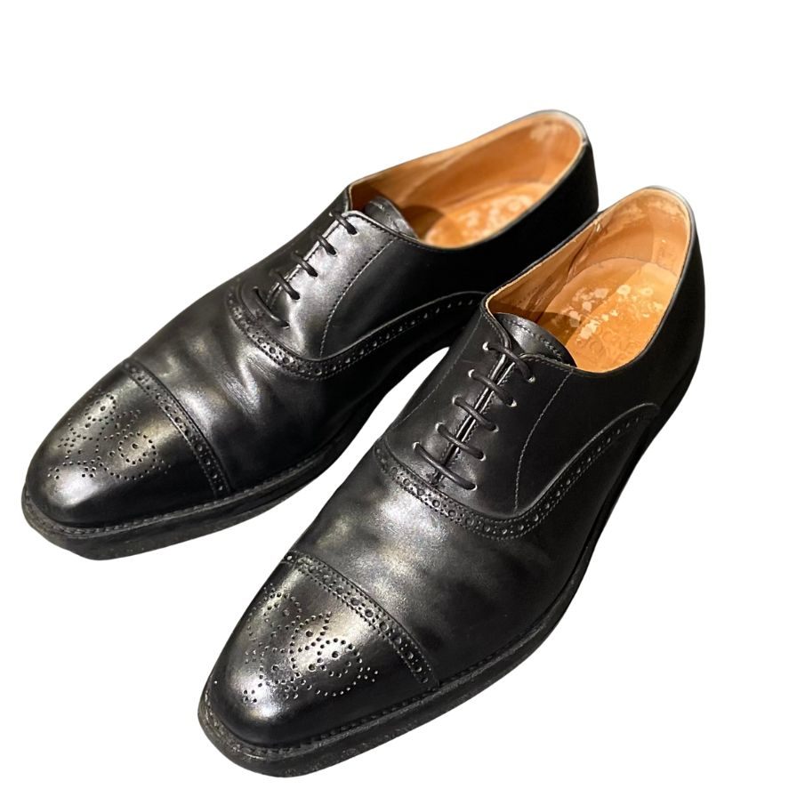 クロケット&ジョーンズ レザーシューズ モールトン2 セミブローグ ブラック メンズ サイズUK7E CROCKETT&JONES MALTON2 約26.0cm【LA】【中古】