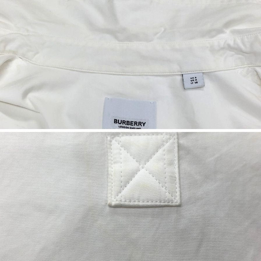 中古◆バーバリー ワンピース フェリープリント シャツワンピース ホワイト レディース サイズUK6 BURBERRY LONDON 【AFB6】