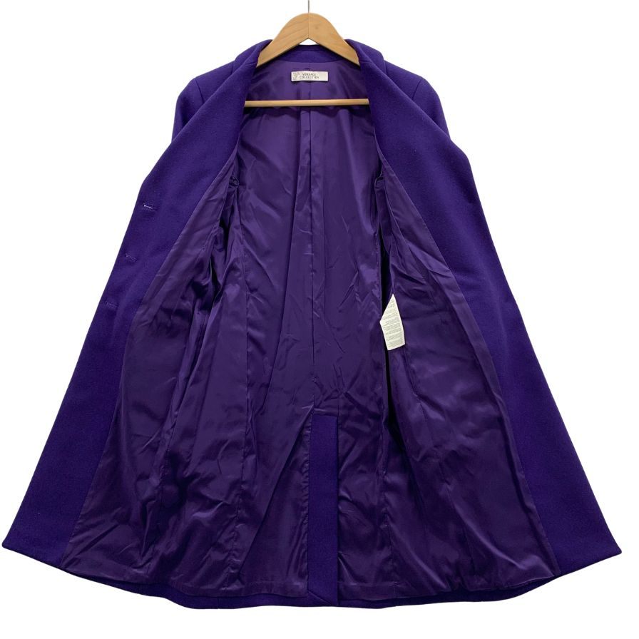 中古◆ジャンニヴェルサーチェ コレクション チェスターコート カシミヤ混 レディース サイズ38 パープル GIANNI VERSACE 【AFA2】