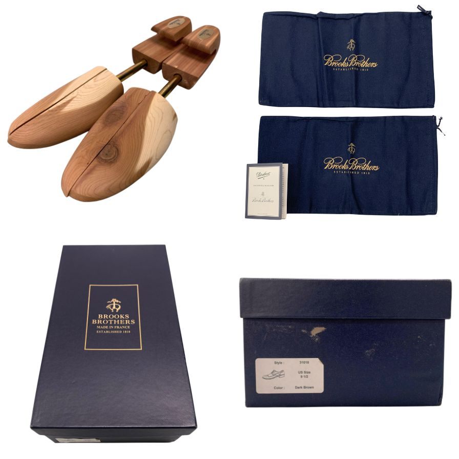 パラブーツ ブルックスブラザーズ レザーシューズ ウイングチップ フルブローグ スエード サイズ9.5 ブラウン Paraboot Brooks Brothers ビジネスシューズ 約28.0cm【LA】【中古】