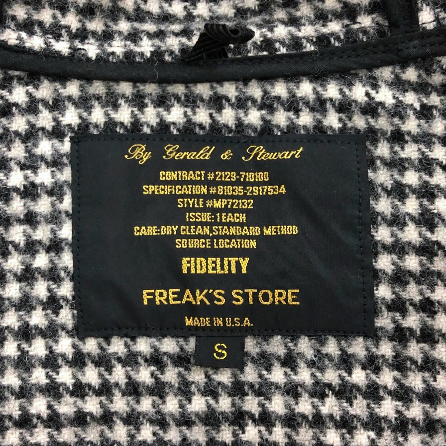 美品◆フィデリティ フリークスストア コート ダッフルコート ウール 千鳥格子 グレー サイズS メンズ FIDELITY × FREAK'S STORE 【AFA16】