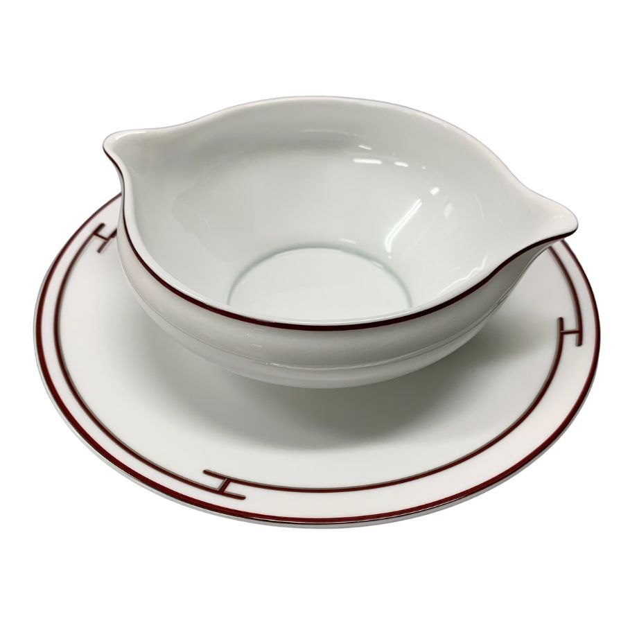 エルメス リズムレッド スープ皿 ホワイト HERMES【AFI28】【中古】