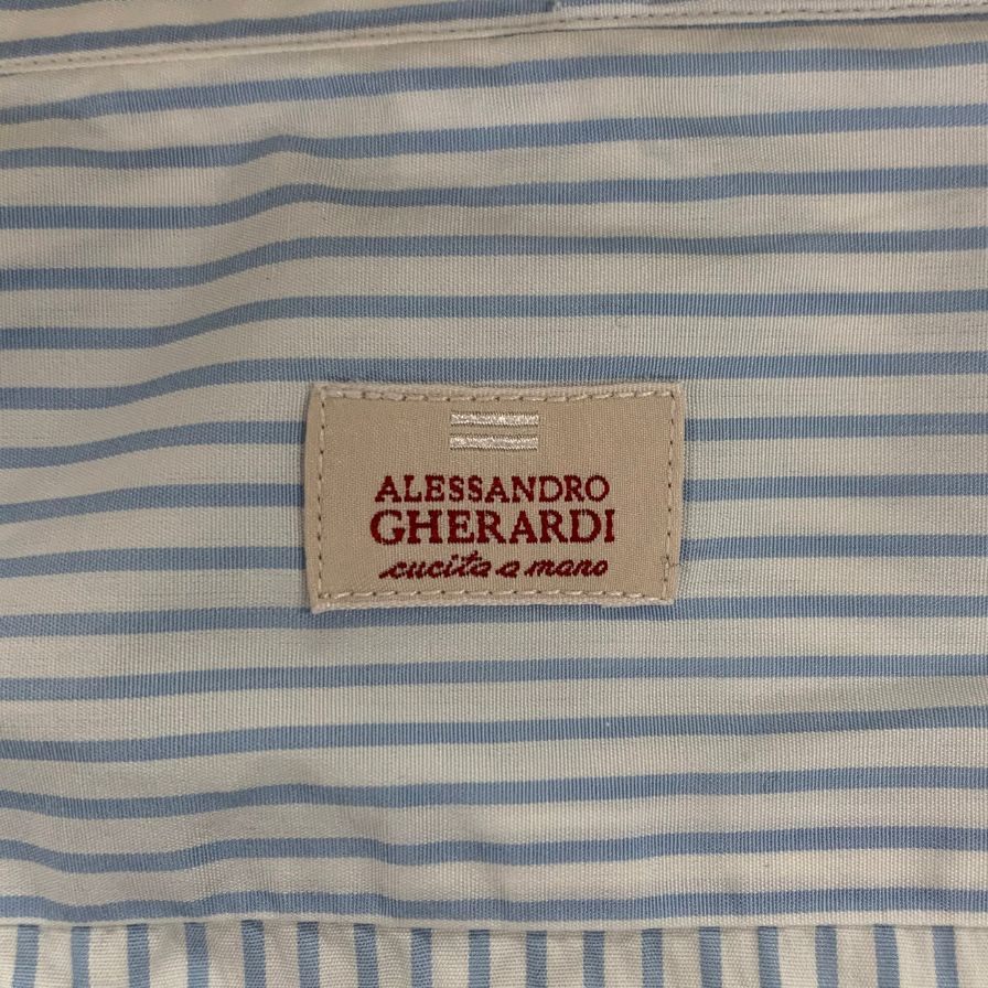 美品◆アレッサンドロゲラルディ シャツ ドレスシャツ ストライプ柄 コットン ブルー サイズ41 メンズ ALESSANDRO GHERARDI 【AFB40】