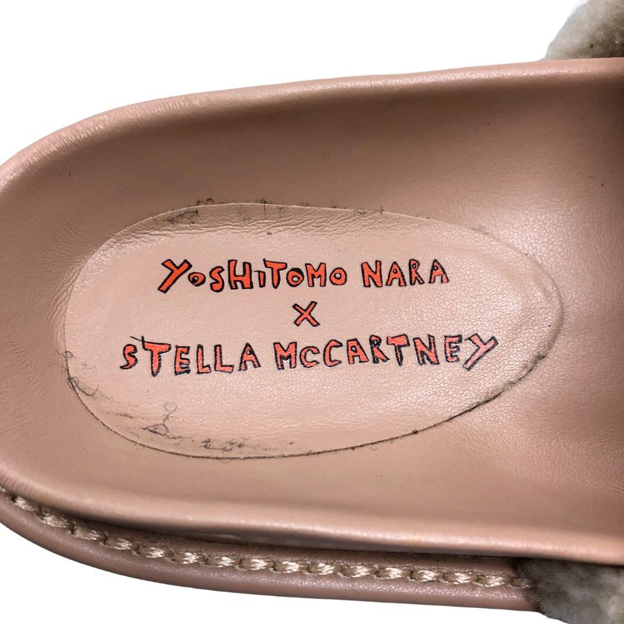 奈良美智×ステラマッカートニー サンダル ボア ピンク系 サイズ38 YOSHITOMO NARA×STELLA McCARTNEY 約24.0cm【AFC45】