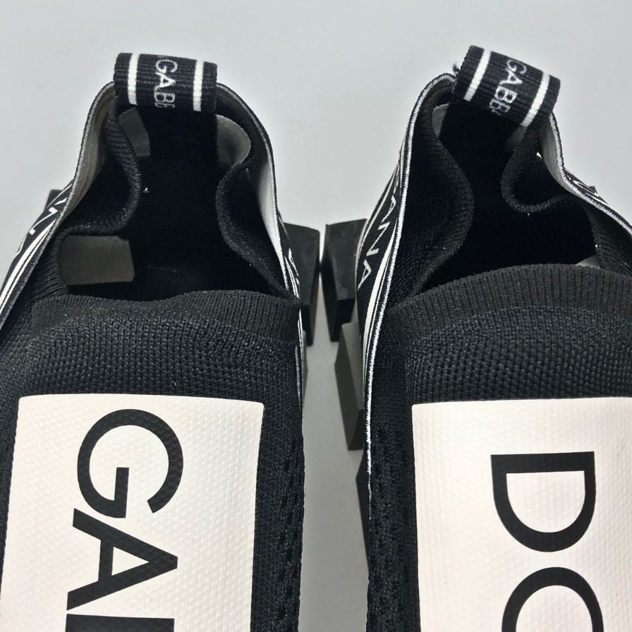 ドルチェアンドガッバーナ ローカットスニーカー ソレント ロゴ ニット スリッポン ブラック メンズ サイズ40.5 DOLCE&GABBANA 約25.5cm【AFD5】