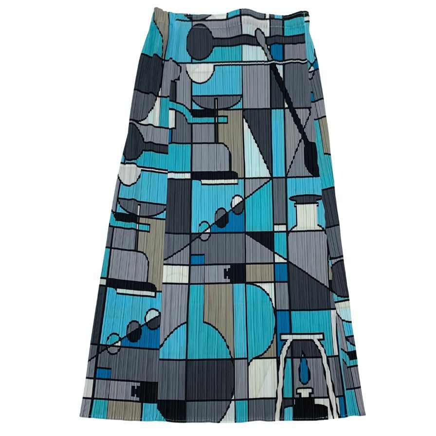 イッセイミヤケ　プリーツスカート イッセイミヤケISSEY MIYAKE 24 プリーツ台形スカート 紺F (K