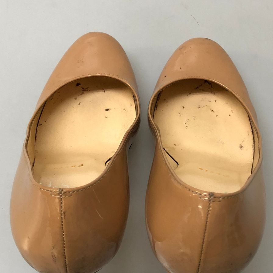 クリスチャンルブタン ヒールパンプス ハイヒール エナメル ベージュ系 サイズ36.5 レディース Christian Louboutin 約22.5cm【AFD9-2】