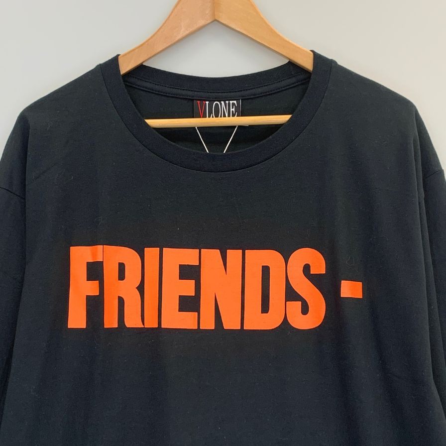新品同様◆ヴィーロン ロンT 長袖 プリント ロゴ フレンズ ブラック オレンジ メンズ サイズXL VLONE FRIENDS 【AFB9】