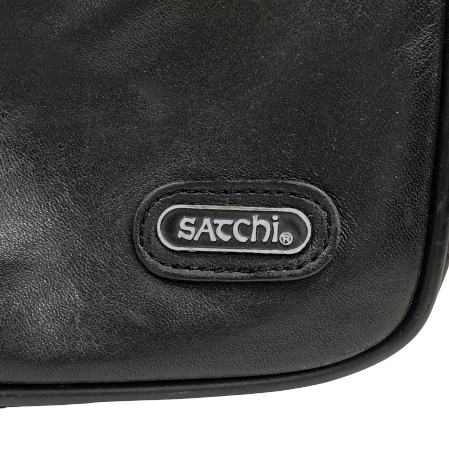 サッチ レザー ブリーフケース バッグ 本革 レザー メンズ ブラック Sacchi【AFE9】
