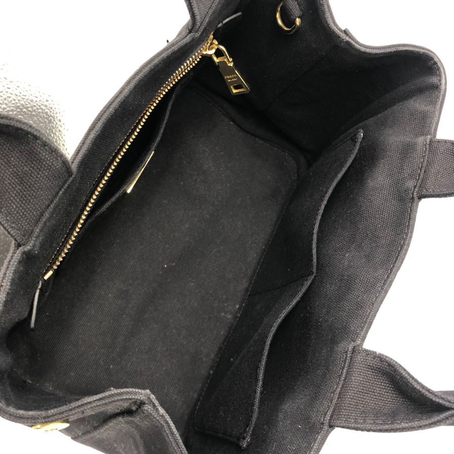 プラダ トートバッグ カナパ ビジュー B24390 ラインストーン スタッズ NERO キャンバス ブラック PRADA【AFE10】