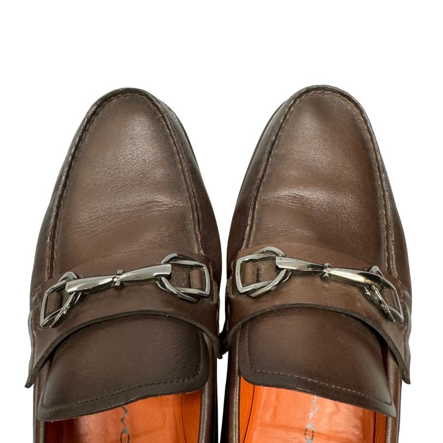 サントーニ レザーシューズ ビット ローファー メンズ サイズ6.5 ブラウン Santoni 約25.0cm【AFC3】