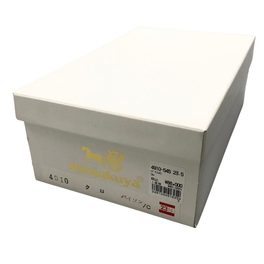 新宿屋 レザーサンダル レザー×パイソン 4910-545 ブラック 23.5cm レディース shinjukuya 約23.5cm【7-7】