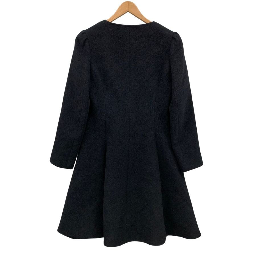 美品◆ルネ コート ノーカラーコート 6448130 ミンクティペット アンゴラ サイズ36 ブラック レディース Rene 【AFA12】