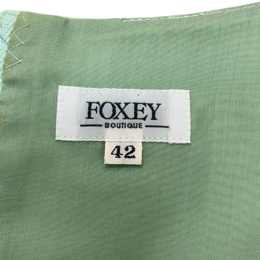 美品◆フォクシー ブティック ワンピース 半袖 カットソー チュニック コットン グリーン レディース サイズ42 FOXEY BOUTIQUE 【AFB41】
