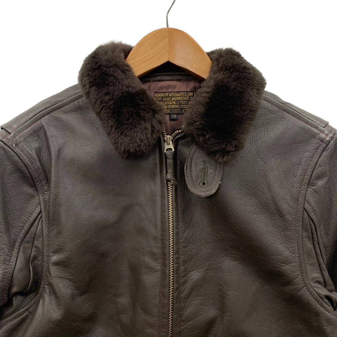 極美品◆J.A. デュボウ レザージャケット レプリカ G-1 J-7823AER G-1 USA製 サイズ38 メンズ ダークブラウン ゴートスキン JA DUBOW 【AFG1】