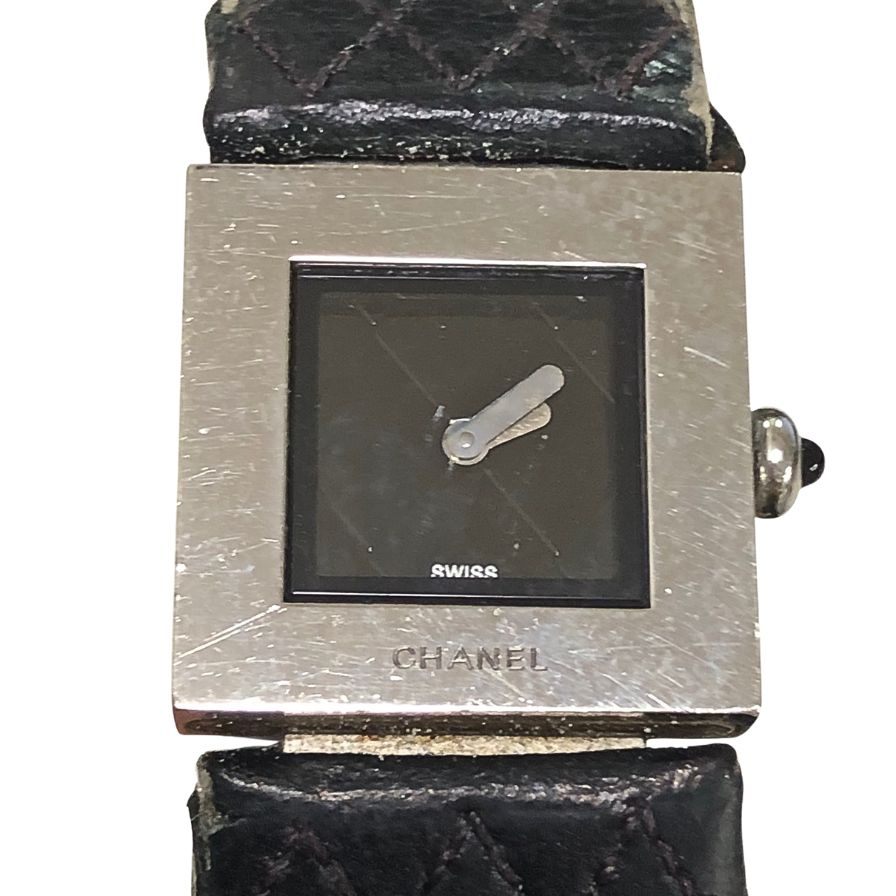 シャネル マトラッセ H0116 レディース腕時計 クォーツ ステンレススチール SS 純正レザーベルト ブラック CHANEL【AFI19】