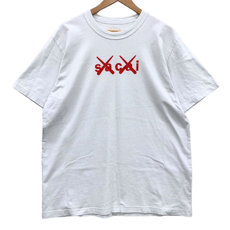 中古◆サカイ×カウズ ロゴプリント Tシャツ 21-0288S メンズ サイズ4 ホワイト sacai×kaws 【AFB15】