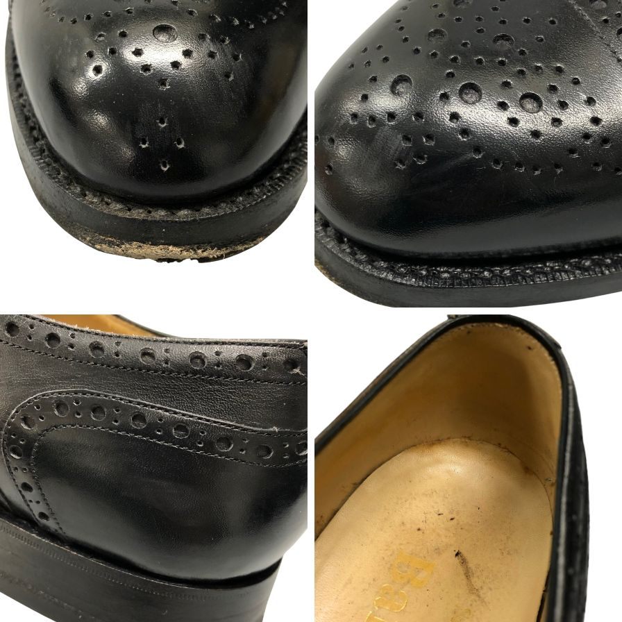 バーカー レザーシューズ セミブローグ ブラック サイズUK6.5 BARKER 約25.0cm【AFC35】