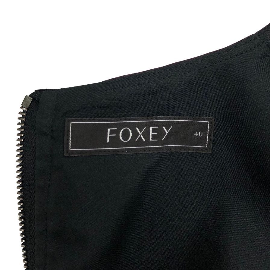 美品◆フォクシー ワンピース 25490 ノースリーブ ウール リボン デザイン パープル レディース サイズ40 FOXEY 【AFB41】