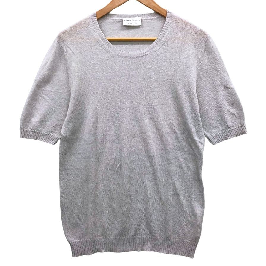 中古◆セッテフィーリカシミア 半袖ニット ライトグレー サイズ46 メンズ リネン Settefili Cashmere 【AFB16】