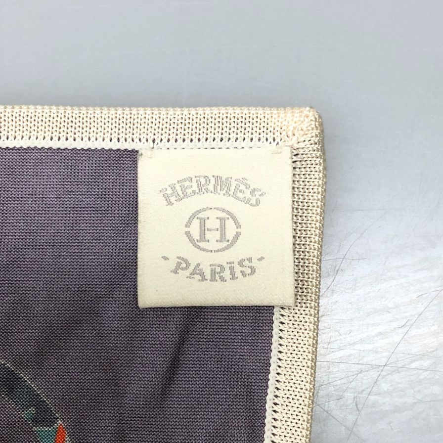 エルメス カレ90 スカーフ KELLY EN CALECHE ケリー アン カレーシュ パープル シルク HERMES【AFI3】
