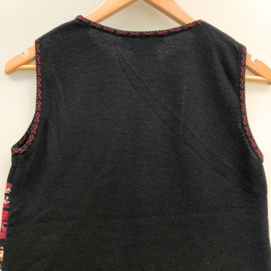 美品◆クリスチャンディオール ノースリーブトップス ブティック ジョンガリアーノ期 刺繍 レディース ブラック サイズ2 Christian Dior 【AFB11】