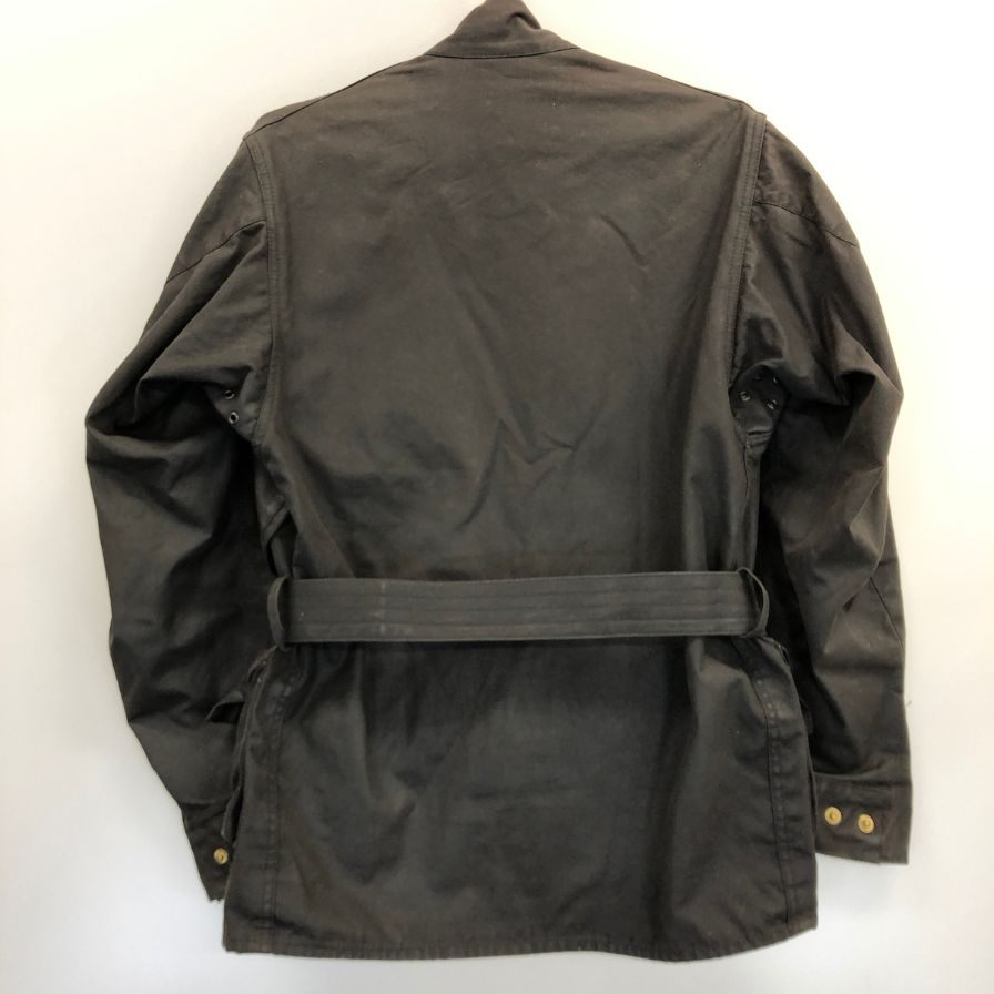 中古◆バブアー インターナショナル 3ワラント モーターサイクル ジャケット オイルドジャケット ウエストベルト メンズ サイズC34 ブラック barbour international 【AFA3】