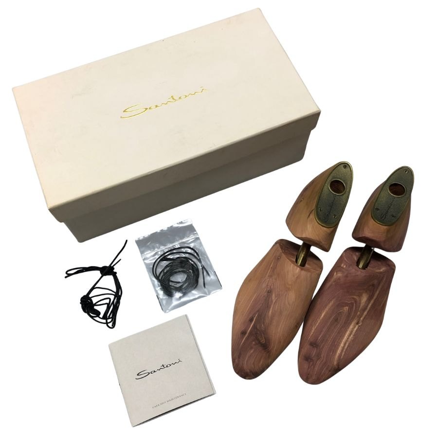 サントーニ レザーシューズ ストレートチップ ブラック メンズ サイズ8 B40A 06365 Santoni 約27.0cm【AFD3】