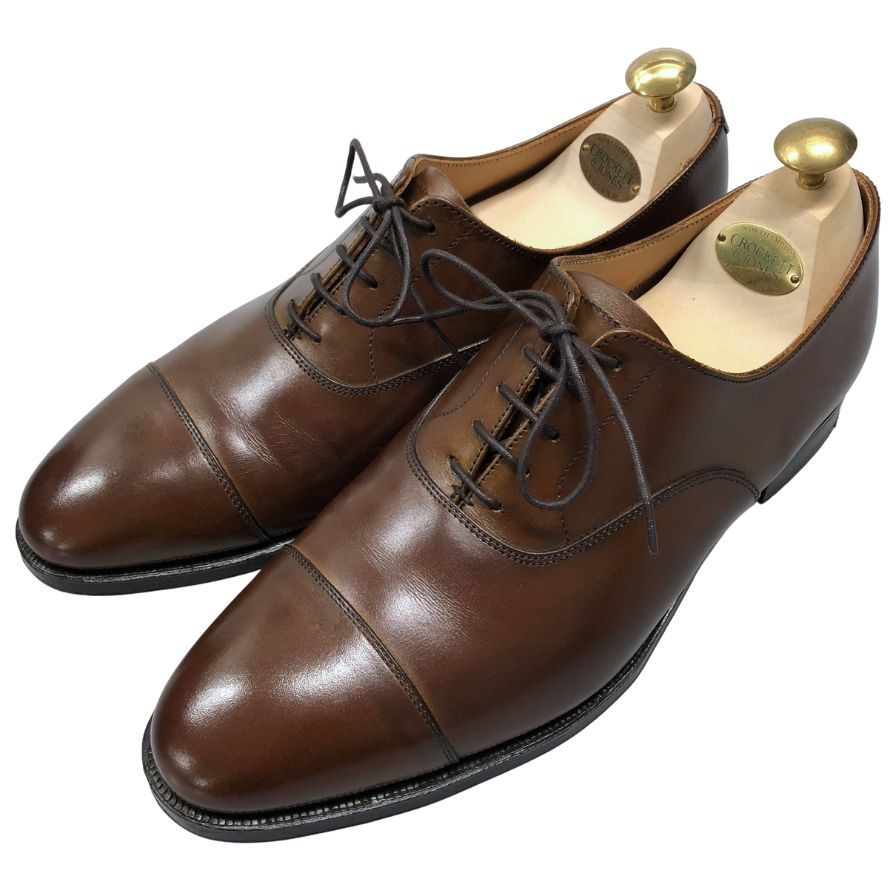 クロケット&ジョーンズ レザーシューズ 内羽根 ストレートチップ コノート 236ラスト メンズ ブラウン サイズ7.5E CROCKETT&JONES CONNAUGHT ビジネスシューズ 約26.0cm【LA】【中古】