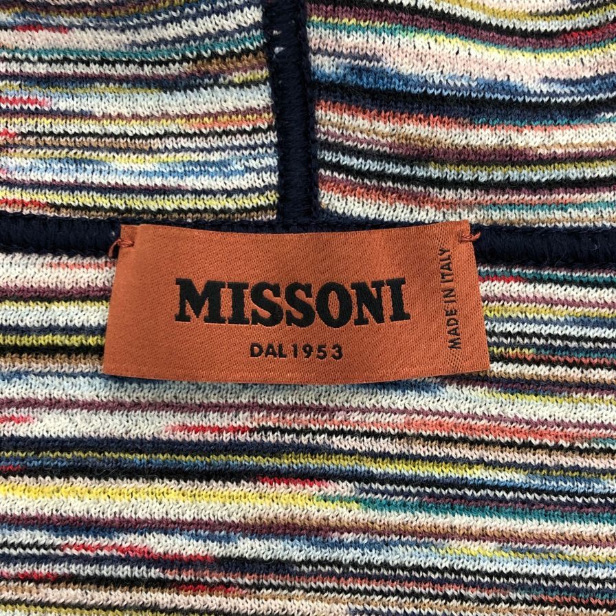 極美品◆ミッソーニ フロントジップ パーカー レディース 裏地総柄 ウール サイズ44 ネイビー MISSONI 【AFB17】