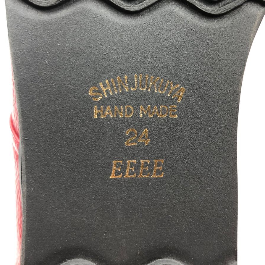 新宿屋 レザースニーカー オーストリッチ 2781-085 レッド×ホワイト 24.0cm レディース shinjukuya 約24.0cm【7-5】