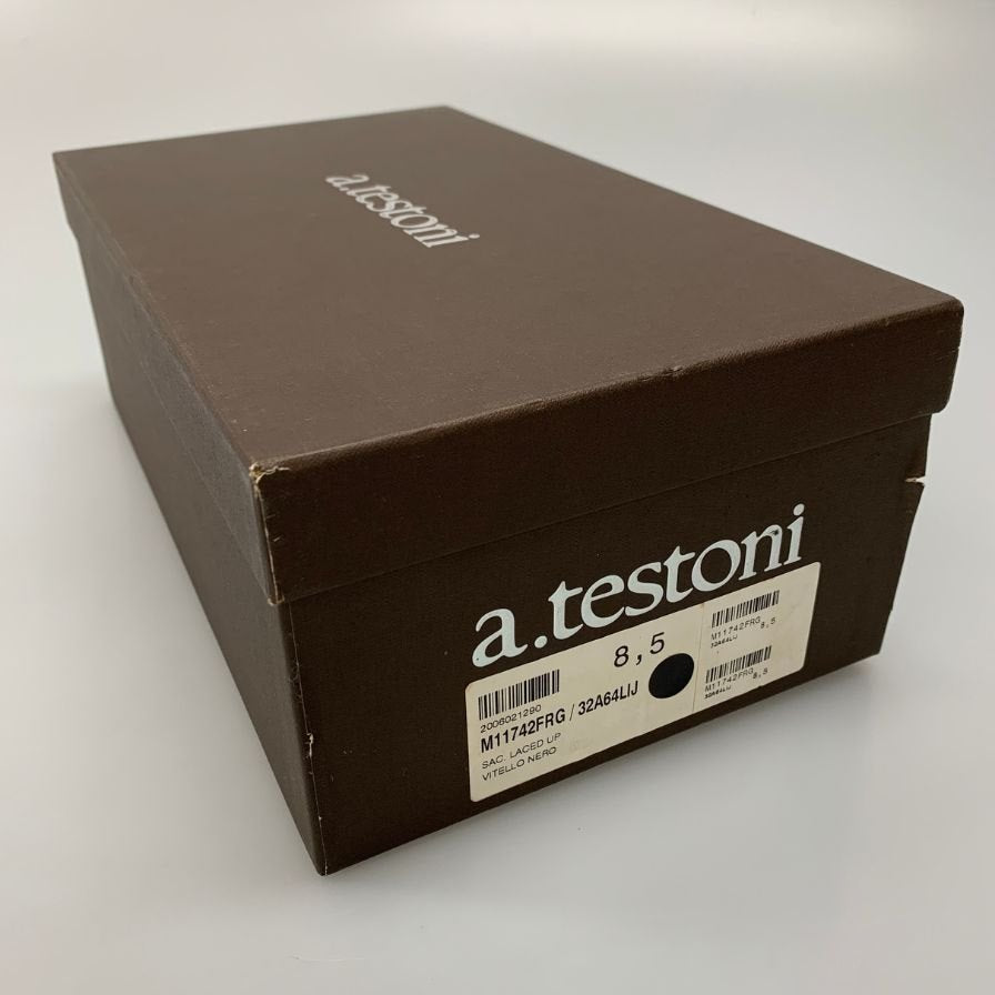 ア テストーニ レザーシューズ 外羽根 パテントレザー 11617 メンズ ブラック サイズ9 a.testoni 約27.0cm【AFD15】