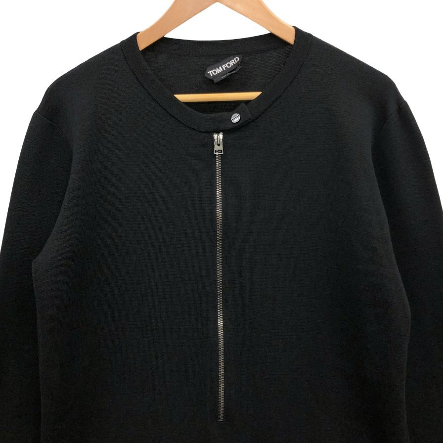 中古◆トムフォード ワンピース フロントハーフジップ ウエスト紐あしらい ウール100% レディース サイズM ブラック TOMFORD 【AFB46】