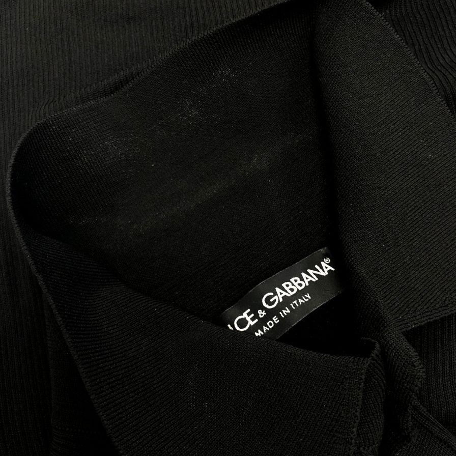 美品◆ドルチェ&ガッバーナ ポロシャツ ニット メンズ ブラック サイズ48 DOLCE&GABBANA 【AFB4】