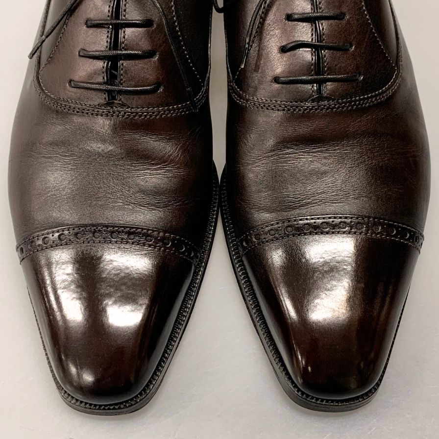 ステファノビ×トゥモローランド レザーシューズ パンチドキャップトゥ メンズ ダークブラウン サイズ8 STEFANOBI×TOMORROWLAND 約26.5cm【AFC1】