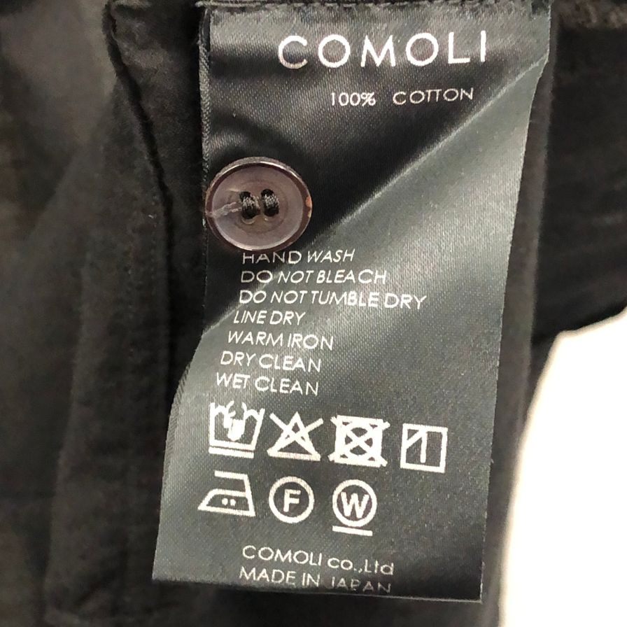 極美品◆コモリ 26SS コモリシャツ KHADI コットン ブラック メンズ サイズ2 D01-02010 COMOLI 【AFB13】